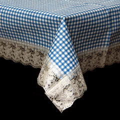 Kuber Industries Check Design PVC 4 Seater Center Table Cover 40"x60" (Blue)-HS43KUBMART25567, Standard