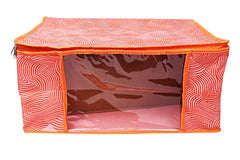 Kuber Industries Leheriya Design 4 Piece Non Woven Saree Cover, Large, Orange - CTKTC15193