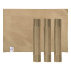Heart Home Reversible Non-Slip Wipe Clean Heat Resistant PVC Placemats for Dining Table, Set of 6 (Light Brown)-50HH01307