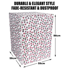 Heart Home Washing Machine Cover | Multi Dot Print Washing Machine Cover | PVC Front Load Washing Machine Cover | Cream