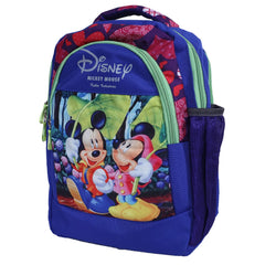 Kuber Industries Polyester Waterproof Disney Mickey & Minnie Mouse Print Backpack|Sturdy School Bag For Kids (Green & Blue)