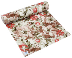 Heart Home Flower Print PVC Wardrobe Kitchen Drawer Cupboard Cabinet Shelf Mat, Shelf Liner 10 Mtr (Cream & Red)-HHEART15095,Standard