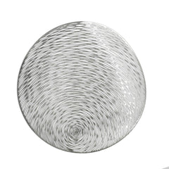 Kuber Industries Cutwork Design Soft Leather 6 Pieces Dining Table Round Placemat Set (Silver) - CTKTC045889