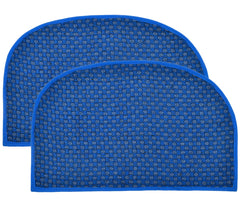 Heart Home D Shape Indoor Outdoor Anti-Slip Rubber Door Mat, 21"x14"- Pack of 2 (Blue)-47HH01284