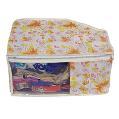 Kuber Industries Flower Design Non Woven 6 Piece Saree Cover/Cloth Wardrobe Organizer and 6 Pieces Blouse Cover Combo Set (Ivory & Red) -CTKTC038438