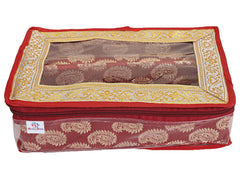 Heart Home Teardrop Pattern Laminated 2 Rod Box, Organizer For Bangle, Watches, Bracelets, Jewellery With Tranasparent Top - Pack of 2 (Red)-47HH0488