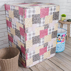 Heart Home Washing Machine Cover | Black Small Flower Print Washing Machine Cover | PVC Top Load Fully-Automatic Washing Machine Cover | Multi