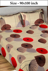 Kuber Industries Double Bedsheet|Glace Cotton Mushroom Print Bedsheet with 2 Pillow Covers for Living Room|Bedroom|90x100 Inch (Brown)