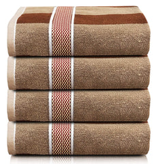 Kuber Industries Cotton 4 Pieces Bath Towel Super Soft, Fluffy, and Absorbent, Perfect for Daily Use 100% Cotton Towels, 500 GSM (Brown)-KUBMART16057 (Model Number: KUBMART016057)