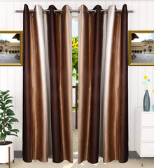Kuber Industries Polyester 4 Pieces 7 Feet Eyelet Door Curtain (Brown) -CTKTC12951