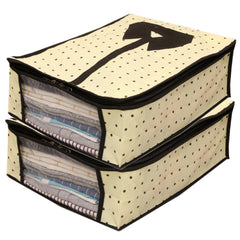 Kuber Industries 2 Piece Non Woven Shirt Cover Set, Cream, Standard (CTSN032)