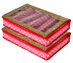 Kuber Industries Dot Printed Laminated 5 Rod Bangle, Chudi, Watches & Bracelet Box/Organizer With Transparent Top- Pack of 2 (Pink)-HS43KUBMART25547