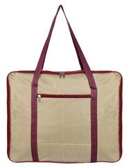 Kuber Industries Lightweight Foldable Rexine Jumbo Underbed Storage Bag With Zipper And Handle,Large & Small Size (Brown & Maroon)-Pack of 2