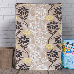 Heart Home Washing Machine Cover | Golden Flower Print Washing Machine Cover | Knitting Polyester | Top Load Fully-Automatic Washing Machine Cover | Brown