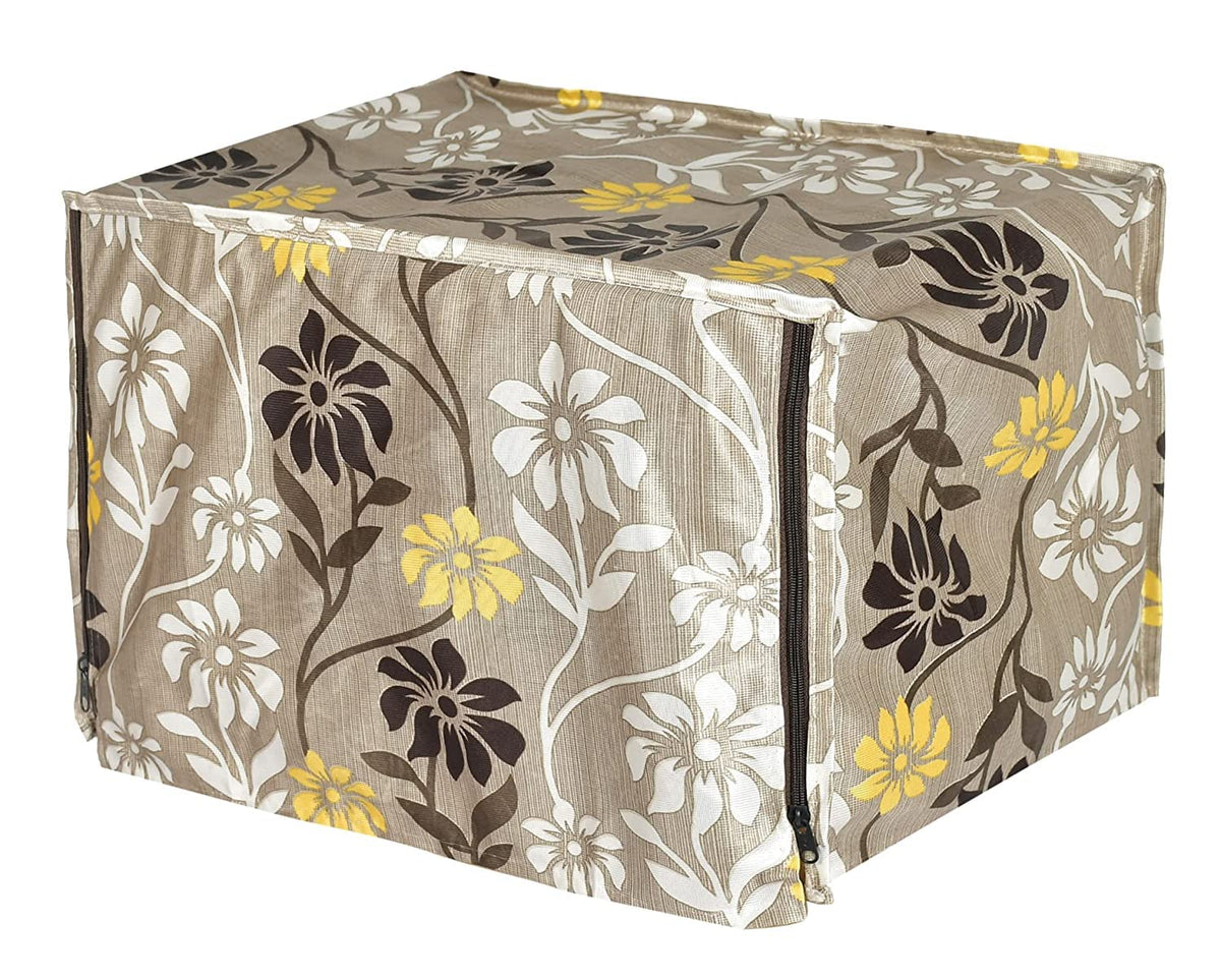 Kuber Industries Flower Printed Polyster Microwave Oven Cover, 20 LTR. (Brown)-HS43KUBMART25913, Standard