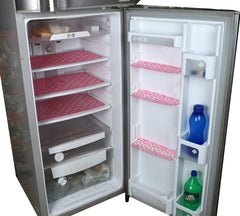 Kuber Industries Fridge Mat with Fridge Door Tray Mat 6 Pcs, Pink, Polyvinyl Chloride