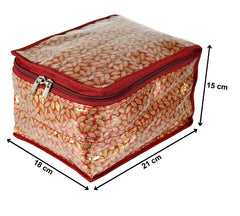 Kuber Industries Laminated Leaf Design Jewellery Organizer With 10 TranasparentPouches Pack of 2 (Maroon)-HS_38_KUBMART21003
