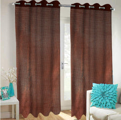 Heart Home Shining 2 Pieces Sheer Door Curtains Silk Look Semi Transparent Voile Grommet Elegance Curtains for Living Dining Room, Bedroom Drapes 48 x 84 Inch Long, (Brown) - CTHH7396