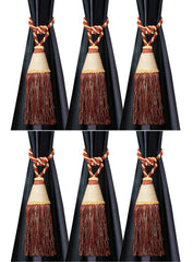Kuber Industries Beads Beautiful Design Polyester 6 Pieces Curtain Tie Back Tassel Set (Light Brown) CTKTC33544