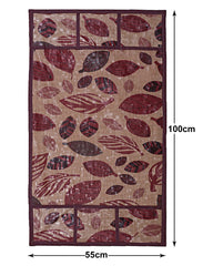 Kuber Industries Leaf Print PVC Fridge Top Cover with 6 Utility Side Pockets (Maroon)