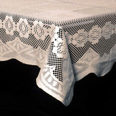 Kuber Industries Floral Design Croshia Cotton 6 Seater Dining Table Cover 60"x90"(Cream) - CTKTC045669