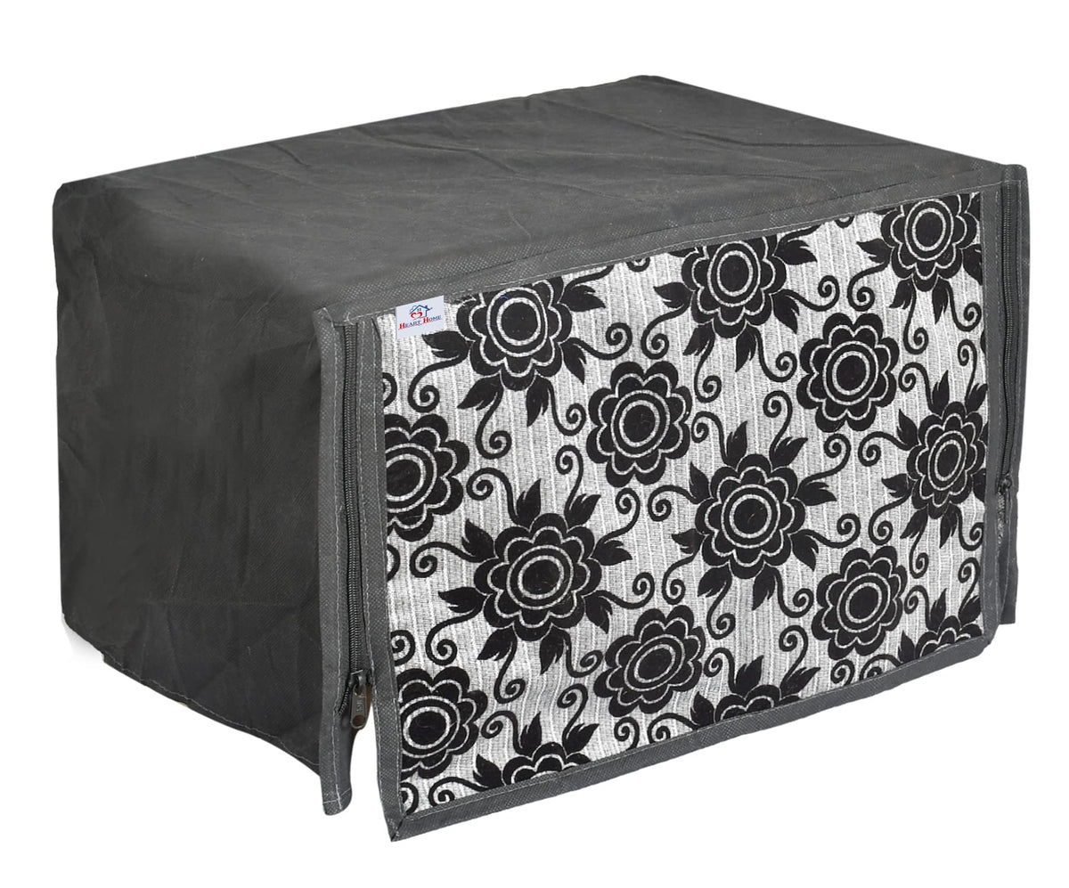 Heart Home Velvet Flower Printed Microwave Oven Cover, Dustproof Machine Protector Cover,30 LTR. (Black)-HS43HEARTH26070