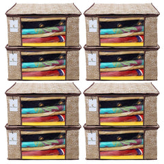 Kuber Industries Flower Design 8 Piece Non Woven Saree Cover, Large, Golden Brown - CTKTC15236