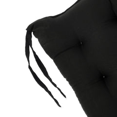 Heart Home Microfiber Square Chair Pad/Cushion for Office, Home or Car Sitting with Ties, 18*18 Inch (Black)