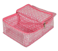 Kuber Industries Check Design Laminated PVC 2 Compartment Undergarments Organizer Bag (Pink)-HS_38_KUBMART21269