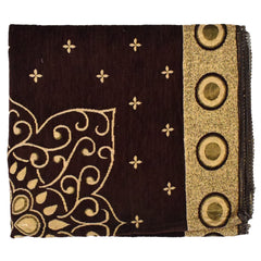 Heart Home Rangoli Printed Velvet 4 Seater Center Table Cover,40"x60" (Brown)-44HH0109