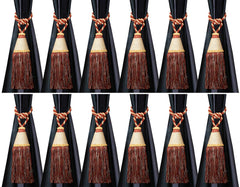 Kuber Industries Beads Beautiful Design Polyester 12 Pieces Curtain Tie Back Tassel Set (Light Brown) CTKTC33547