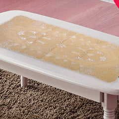 Kuber Industries Leaf Design Virgin Viny Soft Fabric Dining Table Runner 34"x17" or 84 x 42 cm (Cream) - CTKTC045911