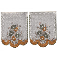 Kuber Industries Flower Design 6 Piece Cotton 5 Seater Sofa Cover Set - 70.07"x29.13", Brown