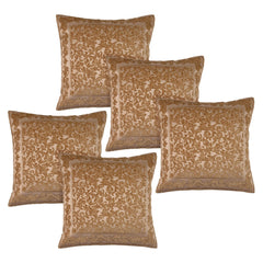 Kuber Industries Cushion Cover | Sofa Cushion Covers | Embossed Square Cushion Covers | Polyester Cushion Covers | Couch Cushion Covers | Set of 5 | 16 Inch | Brown