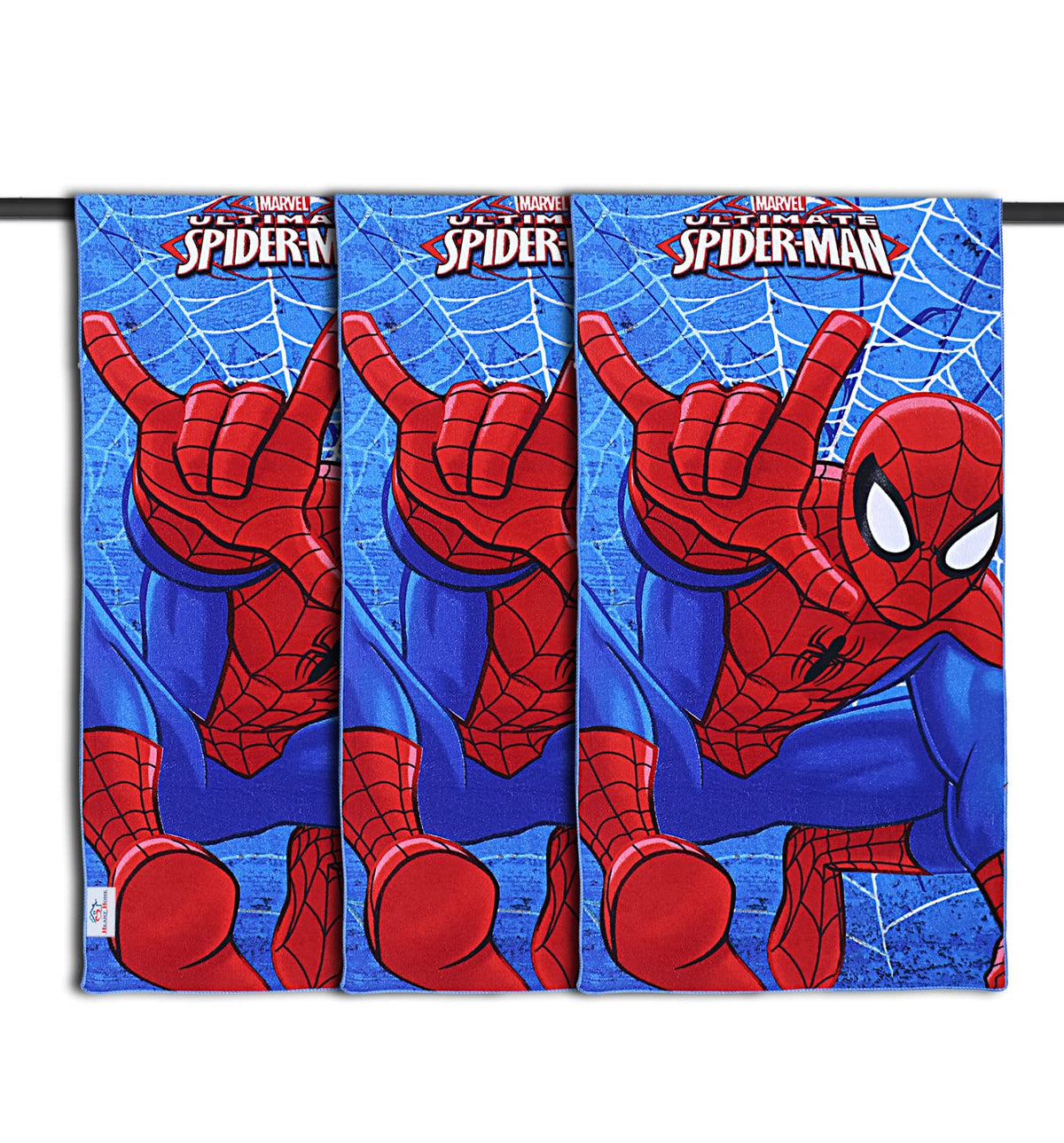 Heart Home Marvel Spiderman Kids Bath Towel|Soft Cotton Towel for Kids|Sides Stitched Baby Towel|400 GSM Toddler Bath Towel|24x48 Inch|Pack of 3 (Red)