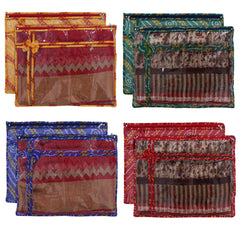 Heart Home Bandhani Print PVC Foldable Single Saree Cover|Clothes Storage For Saree, Lehenga, Suit With Transparent Pack of 8 (Multicolour)