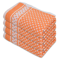 Heart HomeDot Printed Super Soft, Fluffy, and Absorbent, Cotton Bath Towel Perfect for Daily Use, 30"x60"- Pack of 4 (Orange)