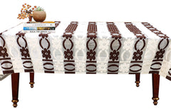 Kuber Industries Flower Design Cotton 4 Seater Center Table Cover 60"x40"(Brown & Cream) CTKTC33176