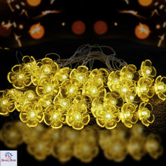 Heart Home Diwali Lights | 14 Flower Fairy Lights for Diwali | Christmas | Home Decoration | Indoor & outdoor | Diwali Lights for Decoration | Crystal Flower | Orange