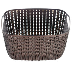 Heart Home Multiuses Small M 25 Plastic Basket/Organizer With Lid- Pack of 4 (Brown) -46HH041