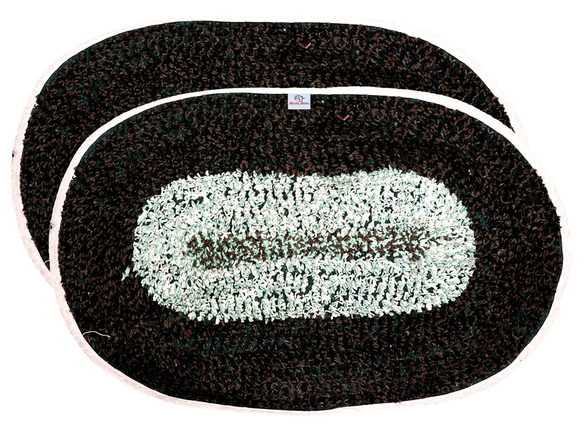 Heart Home Cotton Indoor Machine Washable Doormat, BathMat- Pack of 2 (Brown)