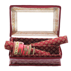 Kuber Industries Brocade Hardboard 2 Pieces Two Rod Bangle Box (Maroon) - CTKTC42039
