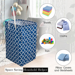 Heart Home Laundry Basket | Star Laundry Basket | Canvas Storage Bag with Handles | Clothes Storage Basket for Home | Toy Storage Basket | 75 LTR | Large | Pack of 2 | Royal Blue