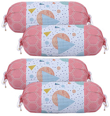 Kuber Industries Cotton Geometric Pattern Attractive Bolster Cover with Drawstring for Home Décor,Set of 4 (Multiclour)