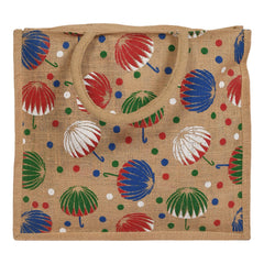 Kuber Industries Umbrella Print Jute Reusable Eco-Friendly Hand Bag/Grocery Bag For Man, Woman With Handle Pack Of 3 (Brown) 54KM4368