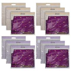 Heart Home Non-Woven Single Saree Covers With Transparent Window With Handle Pack of 12 (Purple & Brown)