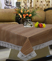 Heart Home Wooden Design PVC 4 Seater Center Table Cover 60"x40"(Light Brown)- CTHH04719