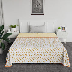 Kuber Industries Blanket | Cotton Single Bed Dohar | Blanket For Home | Reversible AC Blanket For Travelling | Blanket For Summer | Blanket For Winters | Leaf Print | Brown