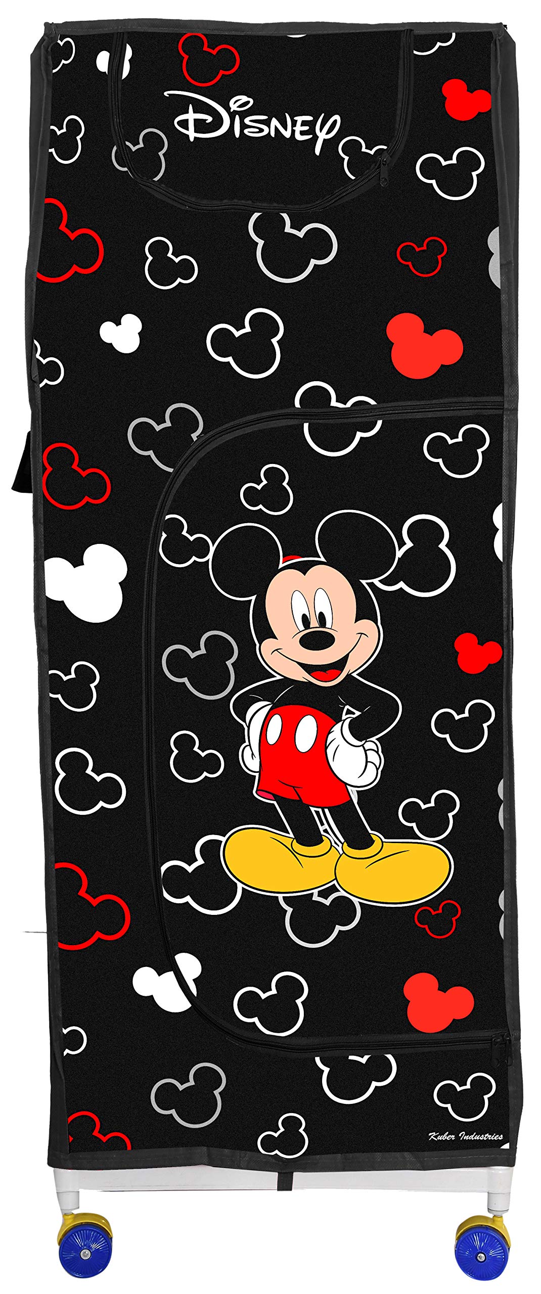 Kuber Industries Disney Mickey Mouse Print Multipurpose Plastic Foldable Toy Box/Wardrobe Storage Baby Almirah for Kids with 5 Shelves (Black)