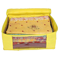 Kuber Industries 3 Piece Raw Silk Saree Cover, Yellow